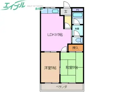 リバーハイツ木曽(2LDK/2階)の間取り写真