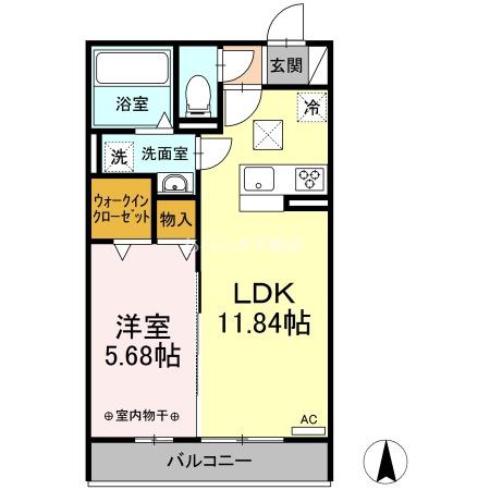 サンリット宮竹(1LDK/1階)の間取り写真