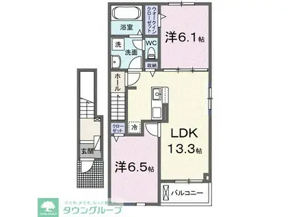 ラ・トゥール青山 II(2LDK/2階)の間取り写真