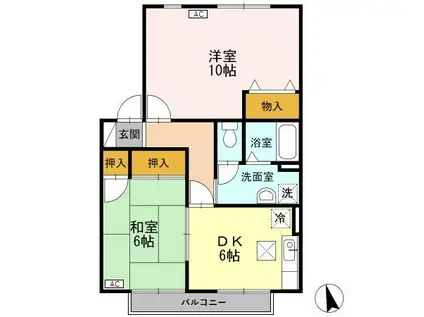 ヴィラ・アネシス C棟(2DK/1階)の間取り写真