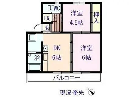 ヴィラナリー本郷1(2DK/4階)の間取り写真