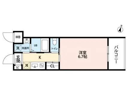 アミュゼ城野(1K/4階)の間取り写真