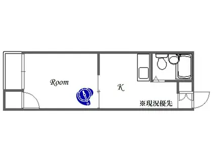 シップス甲斐田II(1K/1階)の間取り写真