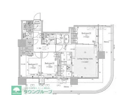 HARUMI FLAG PARK VILLAGE T棟(3LDK/47階)の間取り写真