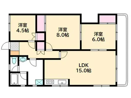 竹村ビル(3LDK/2階)の間取り写真