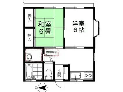 ハイツ田中(2DK/2階)の間取り写真