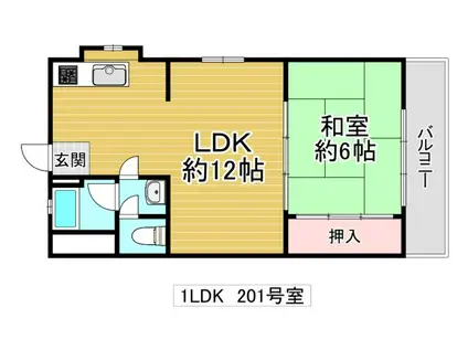 サンハイツ(1LDK/2階)の間取り写真