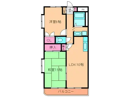 メゾン・ド・ビュー(2LDK/3階)の間取り写真