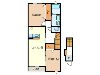 パインテールヴィレッジ(2LDK/2階)の間取り写真