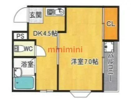 ガーデンパレス茨木(1DK/3階)の間取り写真