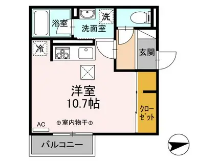 アルファキューブ(ワンルーム/1階)の間取り写真