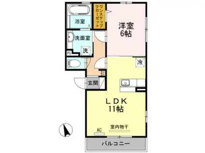 スターバス サウス(1LDK/3階)の間取り写真