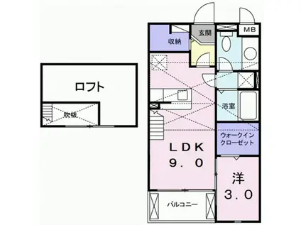 サニープレイスI(1LDK/2階)の間取り写真