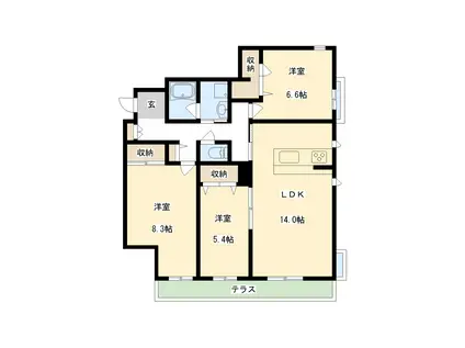 シャーメゾン アーモンド(3LDK/1階)の間取り写真