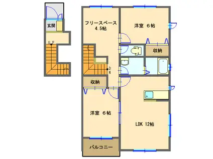 シャルムリヴェール(2SLDK/2階)の間取り写真