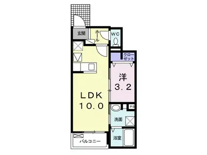ベルジュ(1LDK/1階)の間取り写真