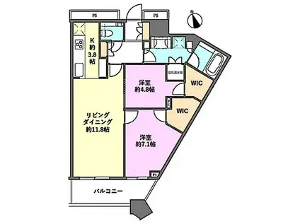 KACHIDOKI THE TOWER(2LDK/37階)の間取り写真