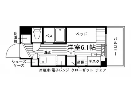 学生会館 THE CROSS SITE 登戸(ワンルーム/3階)の間取り写真