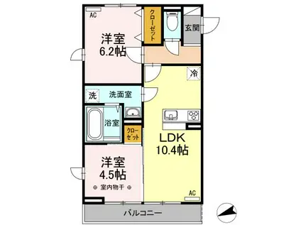 グリーンヒルズ VI(2LDK/2階)の間取り写真