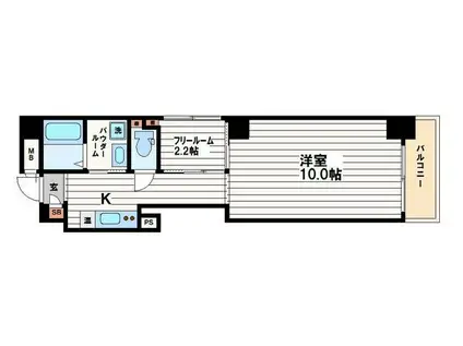 ミコノス北浜(1SLK/9階)の間取り写真