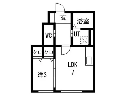Mステージ東仙台ウエスト(1LDK/1階)の間取り写真