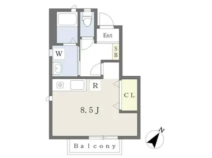 ローズ帯山西(ワンルーム/1階)の間取り写真