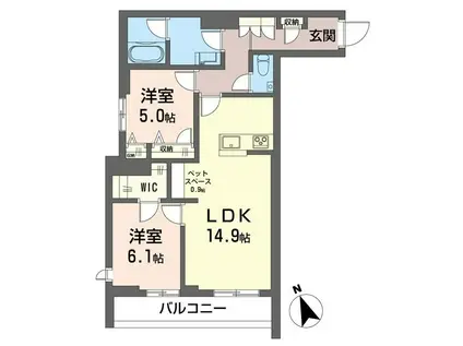 グランクロス サクラ(2LDK/2階)の間取り写真