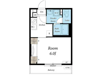 リブリアガペ(1K/1階)の間取り写真