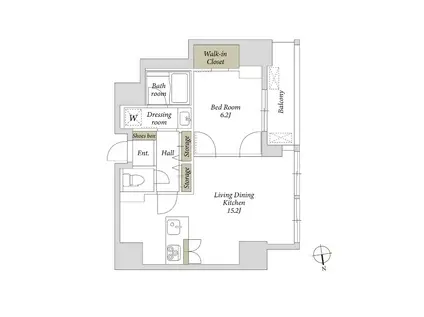 マストライフ麻布十番(1LDK/11階)の間取り写真