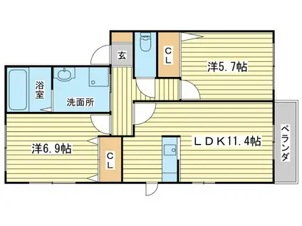 コア山崎(2LDK/2階)の間取り写真