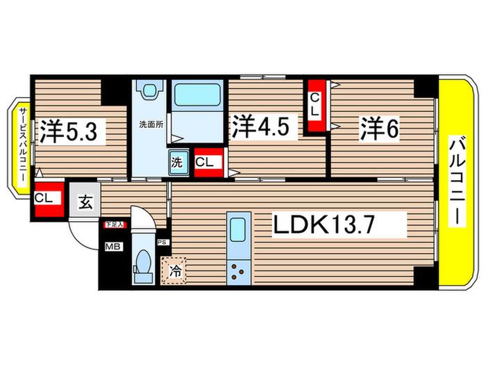 PLAN DOOL広路(3LDK/3階)の間取り写真