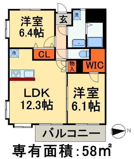 エスポワール(2LDK/1階)の間取り写真