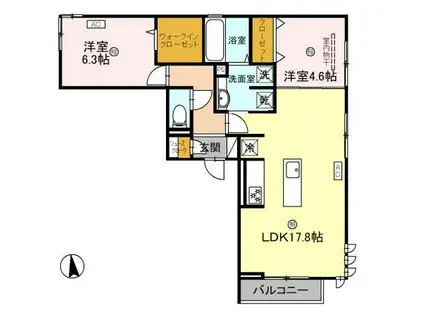 D-ROOM和歌山四番丁(2LDK/3階)の間取り写真