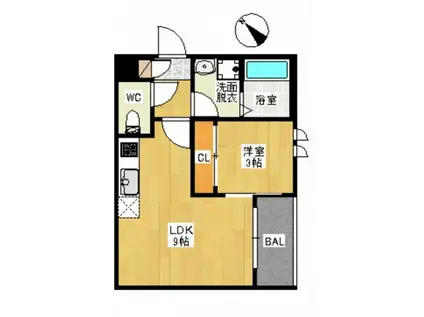 REGALEST LF庚午北(1LDK/2階)の間取り写真