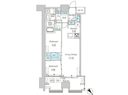 レガシス中目黒(2LDK/4階)の間取り写真