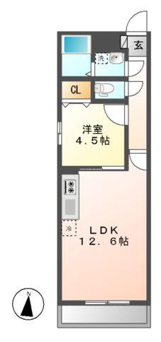 PREMIERE(1LDK/1階)の間取り写真
