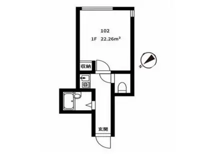新日桜2号マンション(1K/1階)の間取り写真