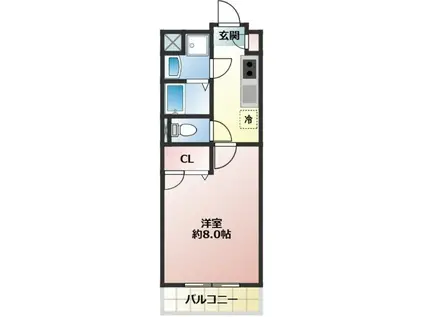 ニコール(1K/4階)の間取り写真