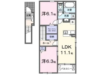 グランドール A(2LDK/2階)の間取り写真