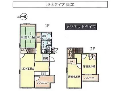 シティハイツ竜が岡(3LDK/2階)の間取り写真