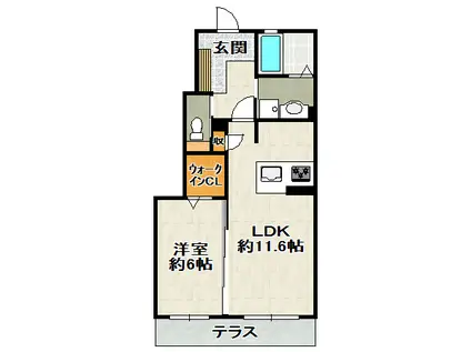SHAMAISON MAKI(1LDK/1階)の間取り写真