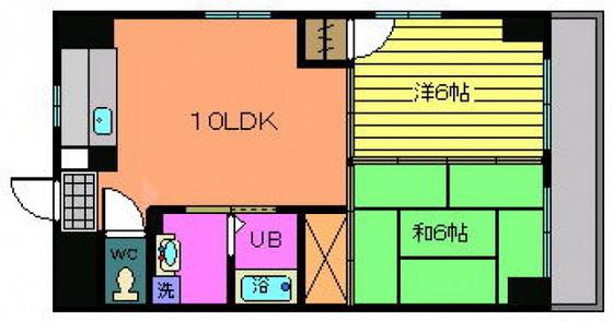 ルート大芝(2LDK/9階)の間取り写真