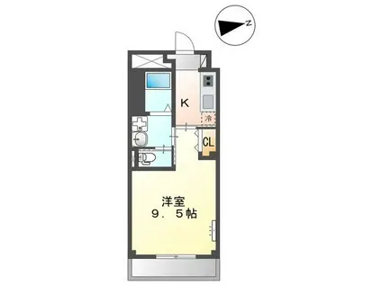 シャルマン矢場(1K/1階)の間取り写真
