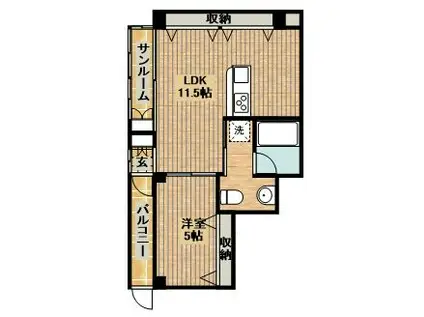 コーポ金城(1LDK/2階)の間取り写真