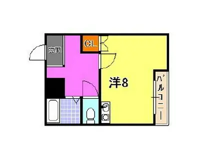 アルカディア三宮(ワンルーム/4階)の間取り写真