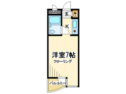 グレース成城(1K/3階)の間取り写真