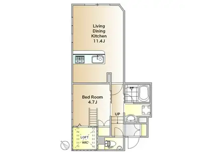 アンベリール碑文谷(1LDK/1階)の間取り写真
