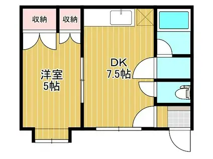 ビューハイツターフII(1DK/2階)の間取り写真