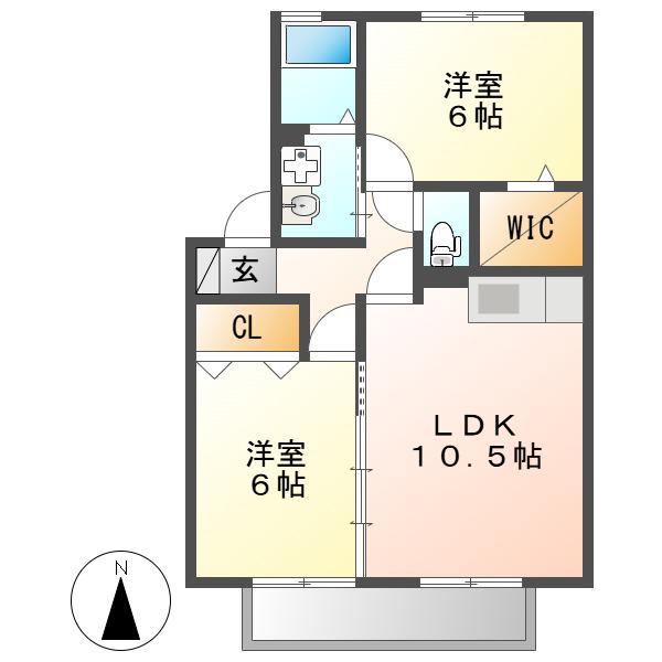 アザレア(2LDK/2階)の間取り写真