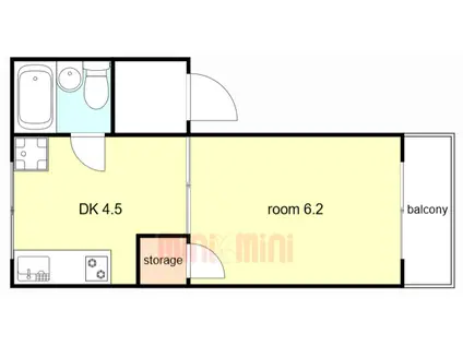 MJハイツ塩屋ヒルズ(1DK/3階)の間取り写真